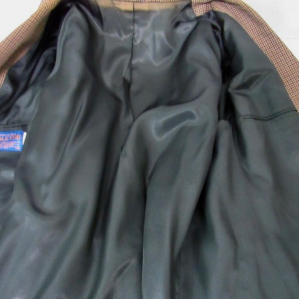 Pendleton USA 100% Wool Sz 48R Brown Houndstooth Elbow Patch Vented Sport Coat - Picture 7 of 16
